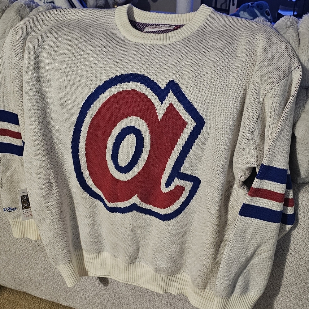 Mitchell & Ness Hardwood Classics Atlanta Braves Sweater Sz L